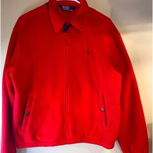 vintage Polo Ralph Lauren fleece jacket full zip red M Polar tech collard